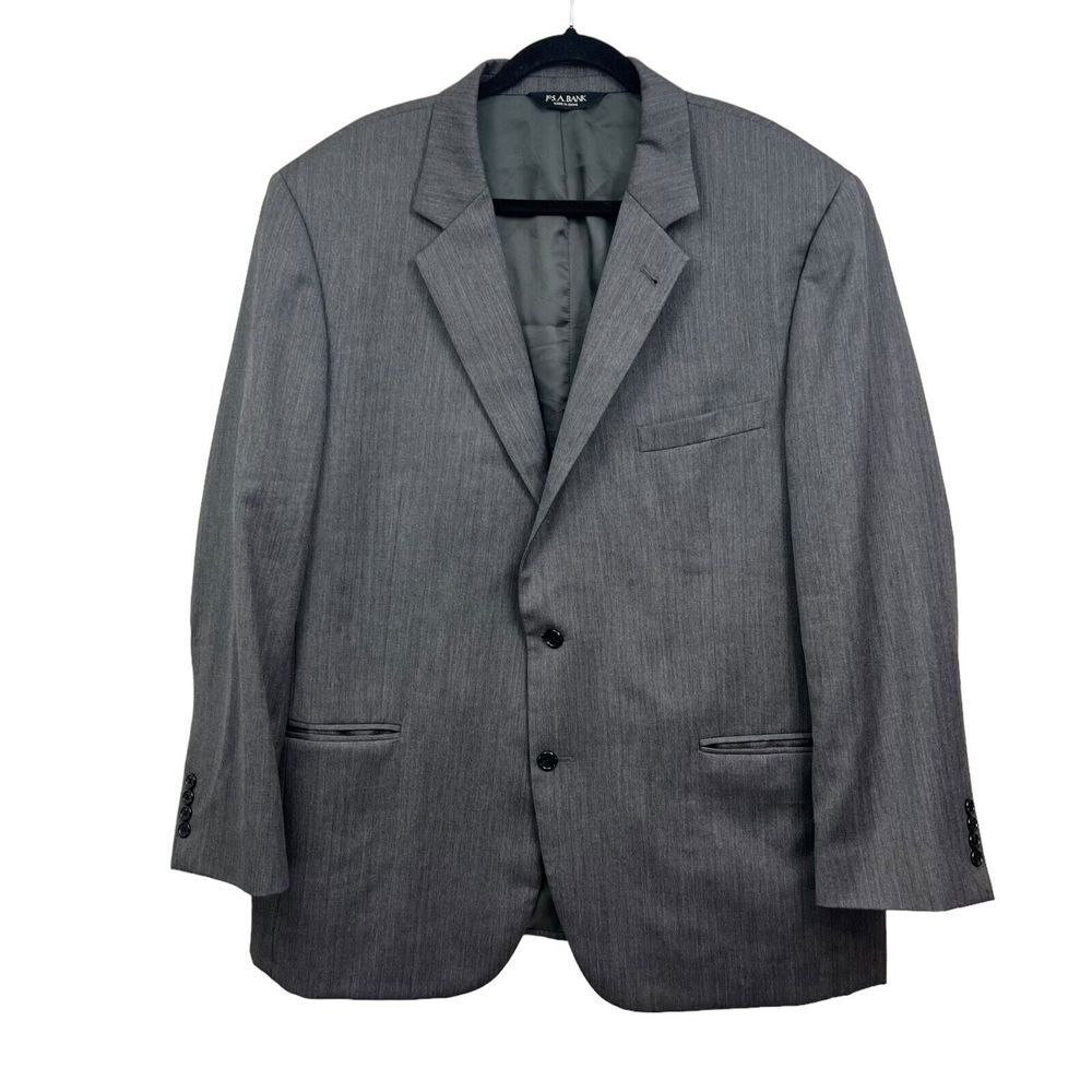 Jos A Bank Signature Collection Mens Blazer Wool Notch Button‎ Vented Gray 48R